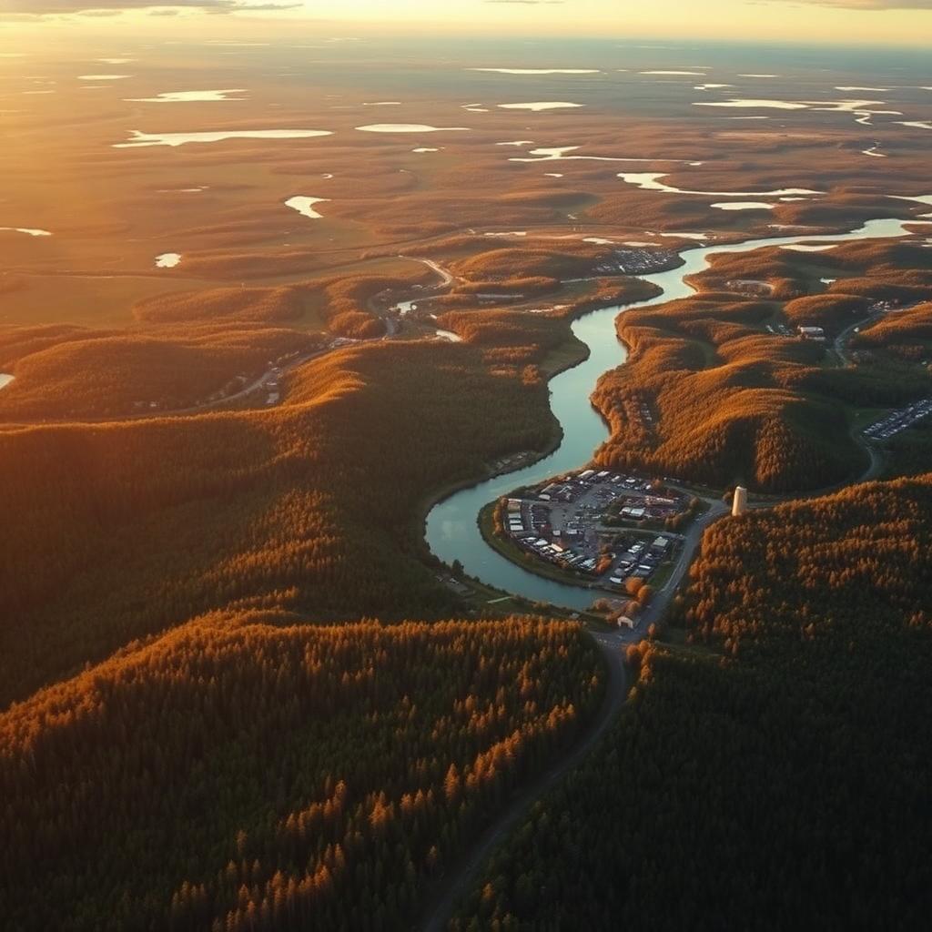 Aerial view of Minnesota lake country and forested landscape served by Magnuson Low Voltage Wiring