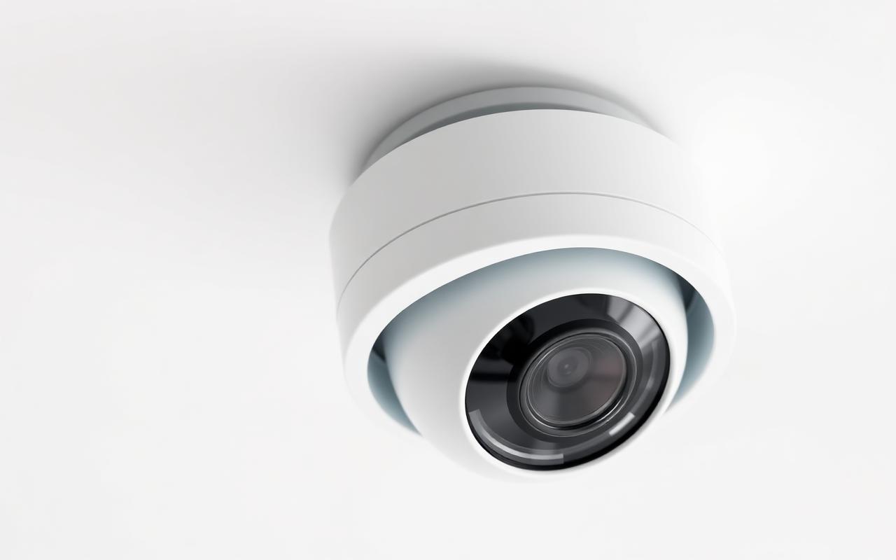 Hanwha Vision commercial dome IP security camera mounted on a ceiling