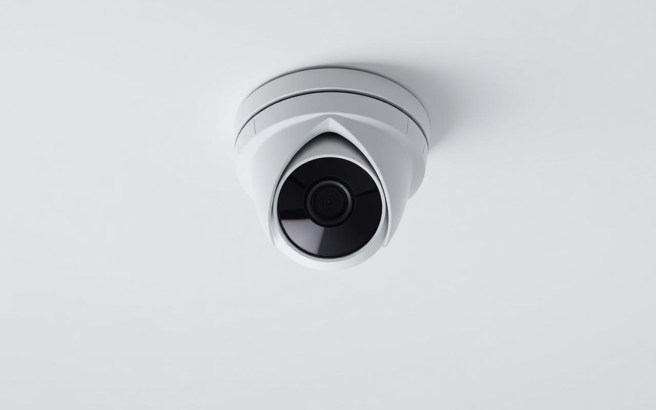 Ubiquiti UniFi Protect compact dome security camera mounted on a commercial ceiling